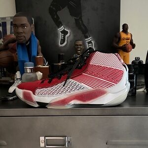 Jordan Red and White Athletic Shoes